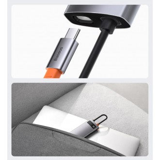 Baseus Metal Gleam 6in1 multifunkční rozbočovač USB typu C – napájení USB typu C 100 W / HDMI 4K 30 Hz / 3x USB 3.2 Gen 1 / RJ45 1 Gbps šedá (CAHUB-CW