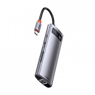 [RETURNED ITEM] Baseus Metal Gleam 8in1 multifunctional HUB USB Type C - USB Type C Power Delivery 100 W / HDMI 4K 30 Hz / SD and microSD memory card
