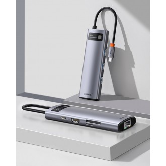[RETURNED ITEM] Baseus Metal Gleam 8in1 multifunctional HUB USB Type C - USB Type C Power Delivery 100 W / HDMI 4K 30 Hz / SD and microSD memory card
