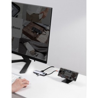 [RETURNED ITEM] Baseus Metal Gleam 8in1 multifunctional HUB USB Type C - USB Type C Power Delivery 100 W / HDMI 4K 30 Hz / SD and microSD memory card
