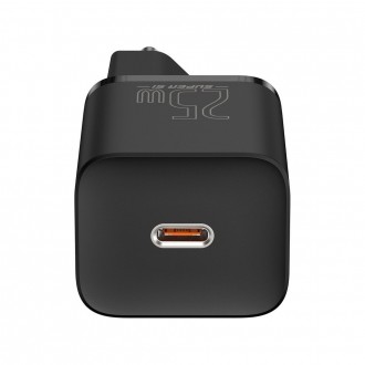 Rychlá nabíječka Baseus Super Si Quick Charge 3.0 Power Delivery 25W 3A + kabel USB Typ C - USB Typ C 3A 1m černý (TZCCSUP-L01)
