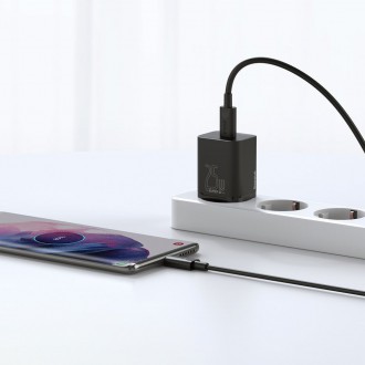 Rychlá nabíječka Baseus Super Si Quick Charge 3.0 Power Delivery 25W 3A + kabel USB Typ C - USB Typ C 3A 1m černý (TZCCSUP-L01)