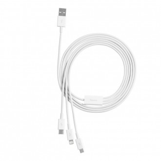 Baseus Superior 3v1 USB kabel – Lightning / USB typu C / Micro USB 3,5 A 1,5 m bílý (CAMLTYS-02)