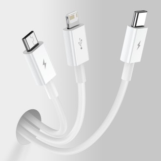 Baseus Superior 3v1 USB kabel – Lightning / USB typu C / Micro USB 3,5 A 1,5 m bílý (CAMLTYS-02)