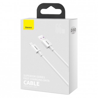 Baseus Superior USB kabel – USB typ C 66 W 6A 1 m bílý (CATYS-02)