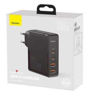 Baseus GaN2 Pro rychlá nabíječka 100W USB / USB Type C Quick Charge 4+ Power Delivery černá (CCGAN2P-L01)