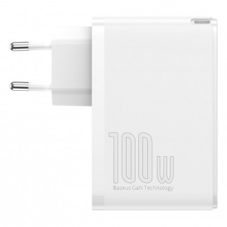 Baseus GaN2 Pro rychlá nabíječka 100W USB / USB Type C Quick Charge 4+ Power Delivery bílá (CCGAN2P-L02)