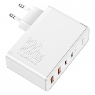 Baseus GaN2 Pro rychlá nabíječka 100W USB / USB Type C Quick Charge 4+ Power Delivery bílá (CCGAN2P-L02)