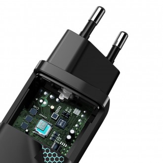 Rychlá nabíječka Baseus GaN2 Lite 65W USB / USB Type C Quick Charge 3.0 Power Delivery (nitrid galia) černá (CCGAN2L-B01)