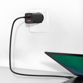 Rychlá nabíječka Baseus GaN2 Lite 65W USB / USB Type C Quick Charge 3.0 Power Delivery (nitrid galia) černá (CCGAN2L-B01)