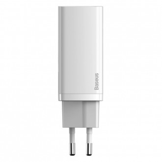 Rychlá nabíječka Baseus GaN2 Lite 65W USB / USB Type C Quick Charge 3.0 Power Delivery (nitrid galia) bílá (CCGAN2L-B02)