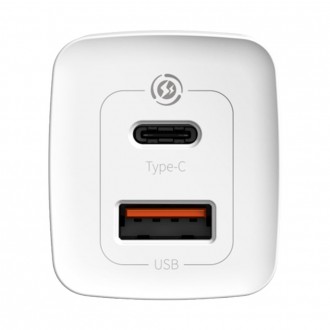 Rychlá nabíječka Baseus GaN2 Lite 65W USB / USB Type C Quick Charge 3.0 Power Delivery (nitrid galia) bílá (CCGAN2L-B02)