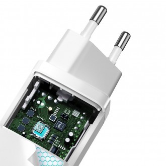 Rychlá nabíječka Baseus GaN2 Lite 65W USB / USB Type C Quick Charge 3.0 Power Delivery (nitrid galia) bílá (CCGAN2L-B02)