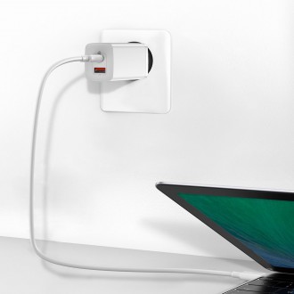 Rychlá nabíječka Baseus GaN2 Lite 65W USB / USB Type C Quick Charge 3.0 Power Delivery (nitrid galia) bílá (CCGAN2L-B02)