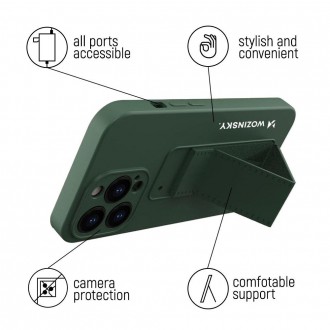 Wozinsky Kickstand Case silicone case with stand for iPhone 12 Pro dark green