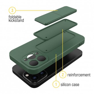 Wozinsky Kickstand Case silicone case with stand for iPhone 12 Pro Max dark green