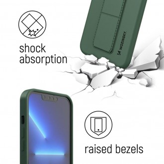 Wozinsky Kickstand Case Silicone Stand Cover for Samsung Galaxy S21 + 5G dark green