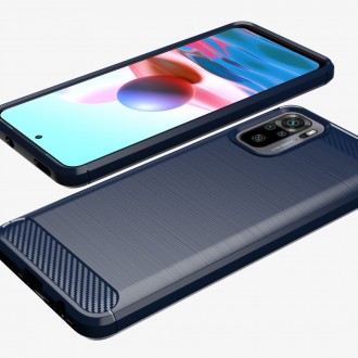 Carbon Case Flexible Cover TPU Case for Xiaomi Redmi Note 10 / Redmi Note 10S blue