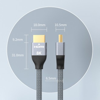 Wozinsky kabel HDMI 2.1 8K 60 Hz 48 Gbps / 4K 120 Hz / 2K 144 Hz 1 m Stříbrný (WHDMI-10)