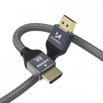 Wozinsky kabel HDMI 2.1 8K 60 Hz 48 Gbps / 4K 120 Hz / 2K 144 Hz 5 m Stříbrný (WHDMI-50)