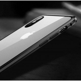 Wozinsky Full Magnetic Case Full Body Front and Back Cover with built-in glass for Vivo X60 black-transparent