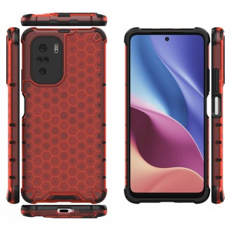 Honeycomb Case armor cover with TPU Bumper for Xiaomi Redmi K40 Pro+ / K40 Pro / K40 / Poco F3 red