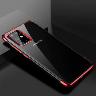 Clear Color Case Gel TPU Electroplating frame Cover for Samsung Galaxy A72 4G red