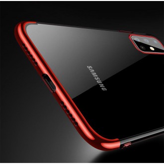 Clear Color Case Gel TPU Electroplating frame Cover for Samsung Galaxy A72 4G red