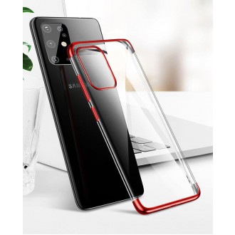 Clear Color Case Gel TPU Electroplating frame Cover for Samsung Galaxy A72 4G red