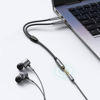 Ugreen AUX splitter cable 3.5 mm mini jack (female) - 2x 3.5 mm mini jack (male - microphone and headphones) silver (AV193 50255)