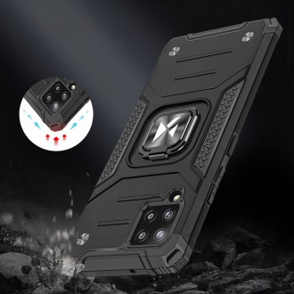 Wozinsky Ring Armor Case Kickstand Tough Rugged Cover for Samsung Galaxy A42 5G silver