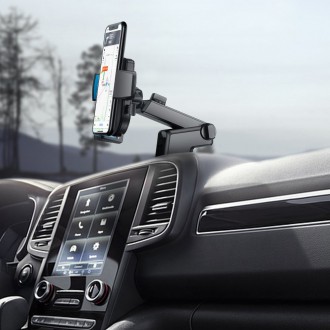 Joyroom car phone holder with telescopic extendable arm for dashboard and windshield black (JR-OK3)