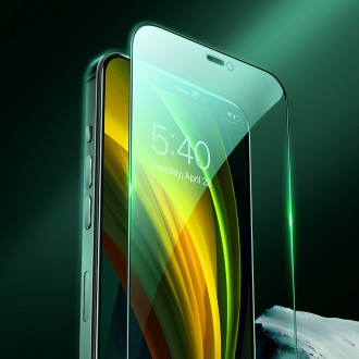 Joyroom Knight Series 2,5D eye protection full screen green tempered glass with Anti Blue Light filter for iPhone 12 Pro Max black (JR-PF600)