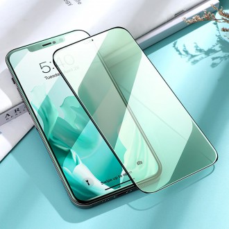 Joyroom Knight Series 2,5D eye protection full screen green tempered glass with Anti Blue Light filter for iPhone 12 Pro Max black (JR-PF600)