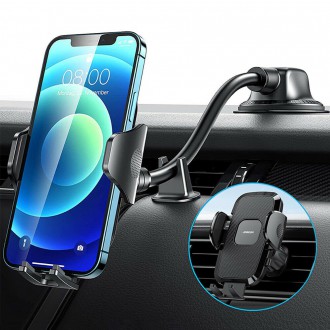 Joyroom car phone holder with flexible arm for dashboard windshield black (JR-ZS259)