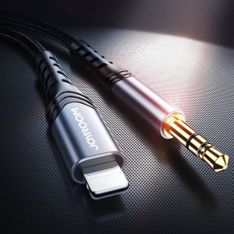 Joyroom AUX stereo audio cable 3.5 mm mini jack - Lightning for iPhone iPad 2 m black (SY-A02)