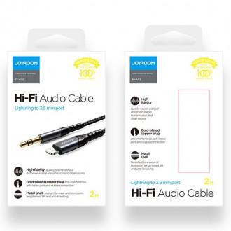 Joyroom AUX stereo audio cable 3.5 mm mini jack - Lightning for iPhone iPad 2 m black (SY-A02)