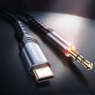 Joyroom AUX stereo audio cable 3.5 mm mini jack - USB Type C for tablet phone 2 m black (SY-A03)