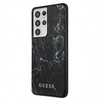 Guess GUHCS21LPCUMABK S21 Ultra G998 černo/černé pevné pouzdro Marble