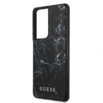 Guess GUHCS21LPCUMABK S21 Ultra G998 černo/černé pevné pouzdro Marble