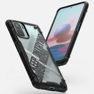 Ringke Fusion X Design durable PC Case with TPU Bumper for Xiaomi Redmi Note 10 / Redmi Note 10S black (Cross) (XDXI0030)