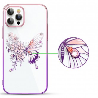 Kingxbar Butterfly Series shiny case decorated with original Swarovski crystals iPhone 12 Pro Max pink