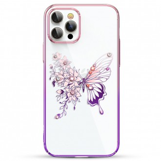 Kingxbar Butterfly Series shiny case decorated with original Swarovski crystals iPhone 12 Pro Max pink