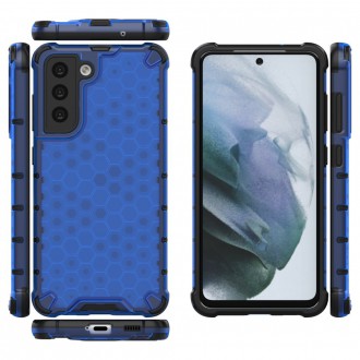 Voštinové pancéřové pouzdro s gelovým rámečkem pro Samsung Galaxy S21 FE modré