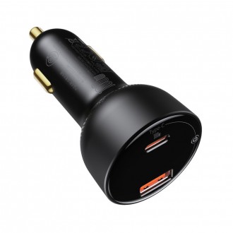 Baseus Superme rychlonabíječka do auta USB / USB Type C 100W PPS Quick Charge Power Delivery + USB kabel Typ C 100W (20V/5A) 1m černý (TZCCZX-01)