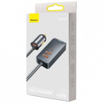[RETURNED ITEM] Baseus Share Together nabíječka do auta 3x USB / USB Type C 120W PPS Quick Charge Power Delivery šedá (CCBT-B0G)