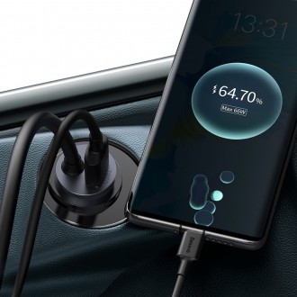 [RETURNED ITEM] Baseus Share Together nabíječka do auta 3x USB / USB Type C 120W PPS Quick Charge Power Delivery šedá (CCBT-B0G)