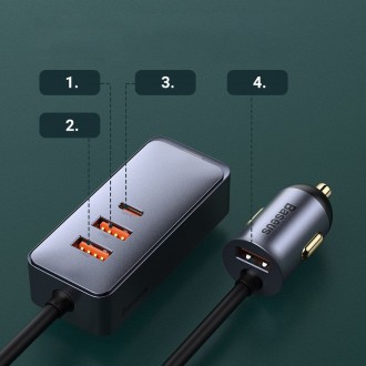 [RETURNED ITEM] Baseus Share Together nabíječka do auta 3x USB / USB Type C 120W PPS Quick Charge Power Delivery šedá (CCBT-B0G)