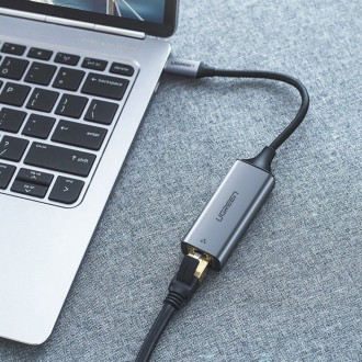 Ugreen external network adapter RJ45 - USB Type C (1000 Mbps / 1 Gbps) Gigabit Ethernet gray (CM199)