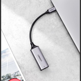 Ugreen external network adapter RJ45 - USB Type C (1000 Mbps / 1 Gbps) Gigabit Ethernet gray (CM199)
